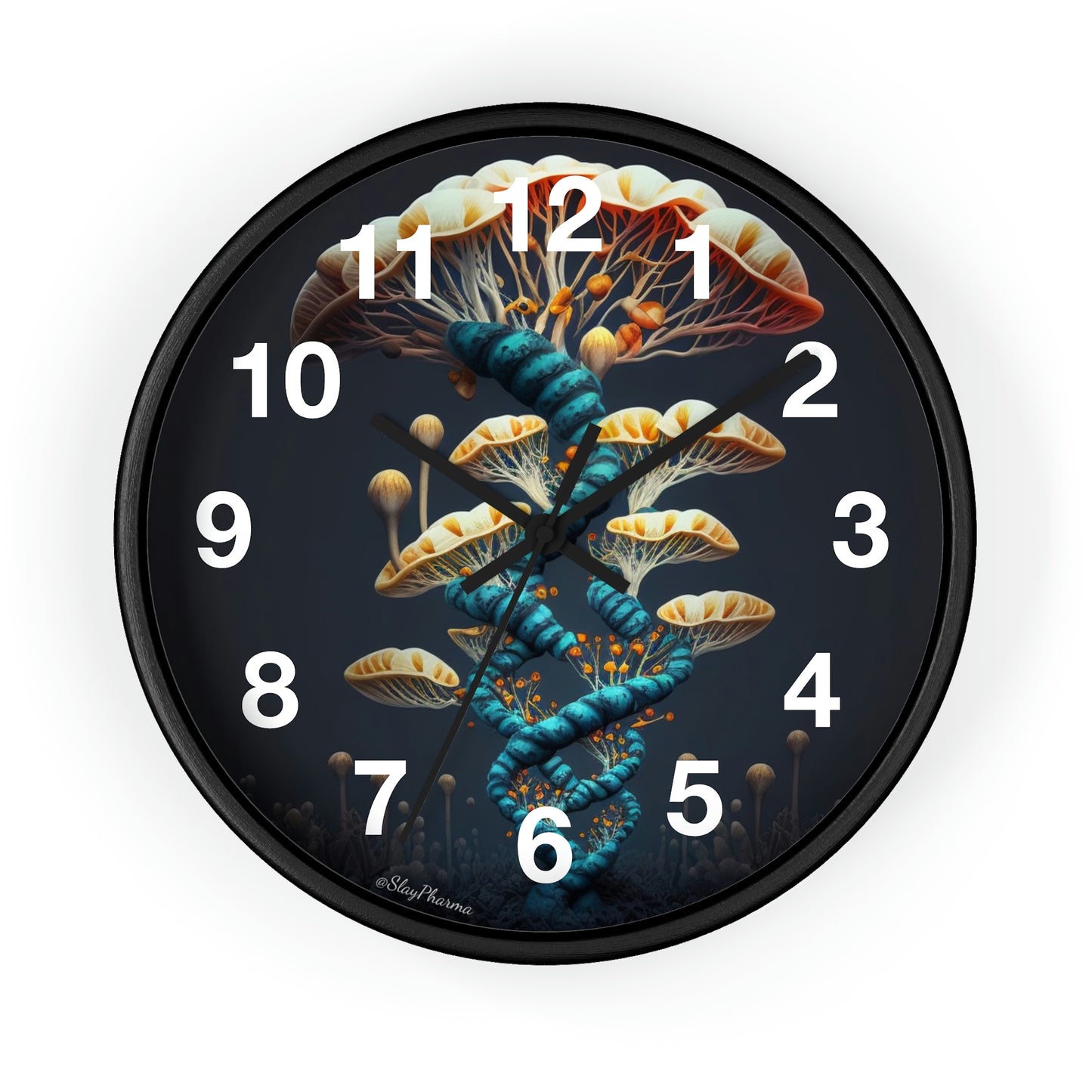 Infinite Mushroom DNA Wall Clock w/ numbers