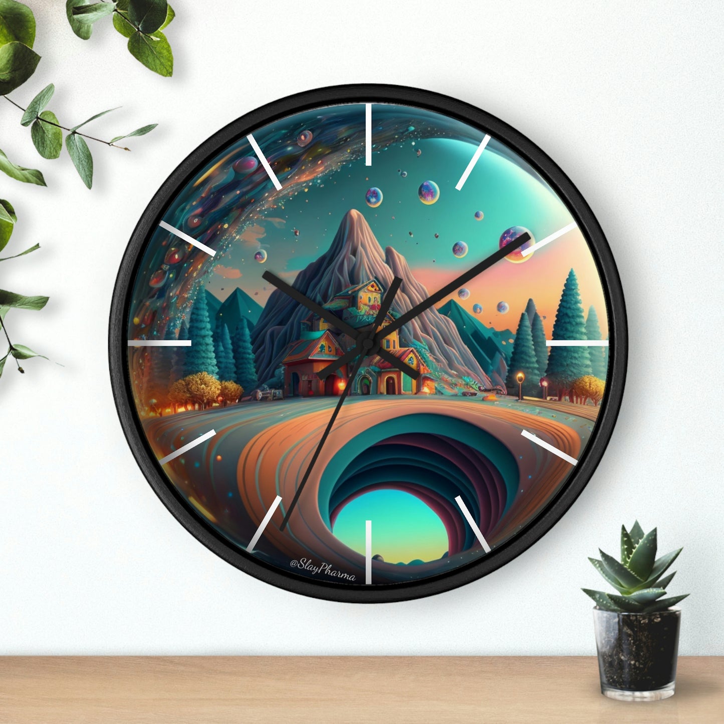 Other Worlds Wall Clock #3 w/ lines