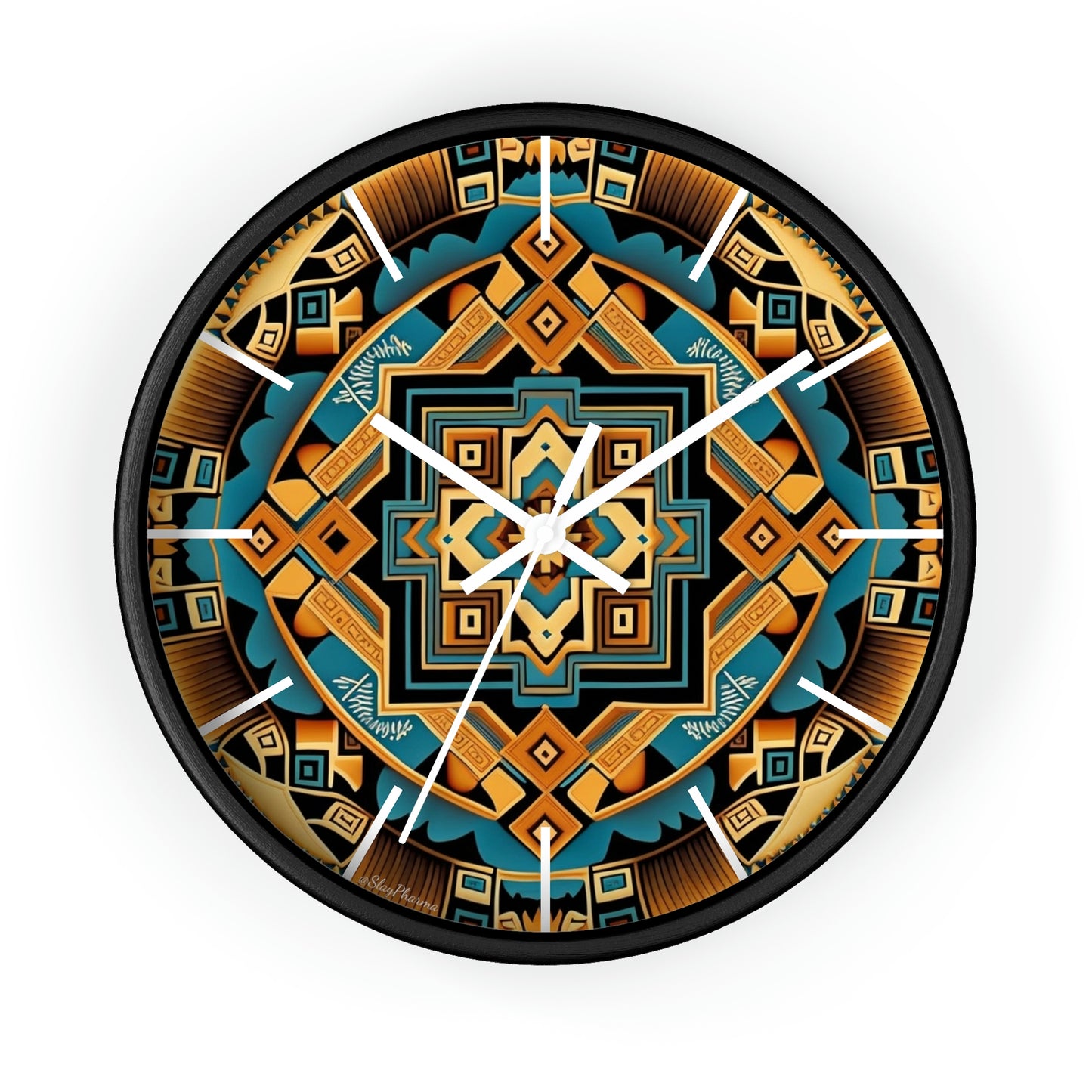 Native American pattern Wall Clock #3 w/ lines