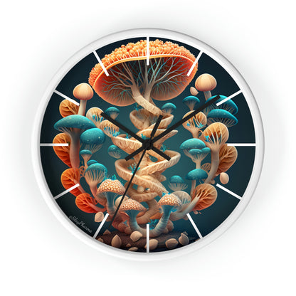 Infinite Mushroom DNA Wall Clock #2 w/ lines
