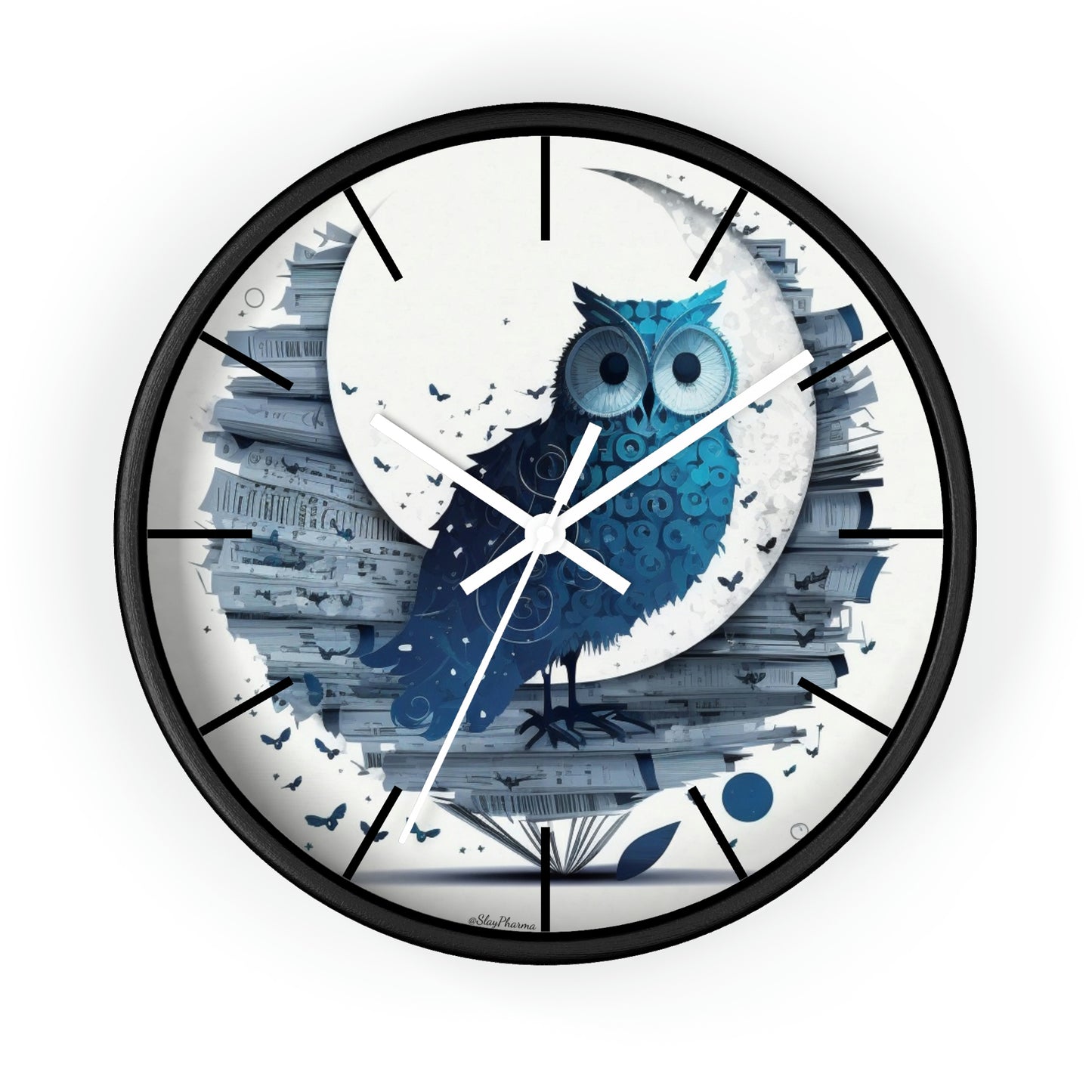 Wise Owl Wall Clock w/ lines