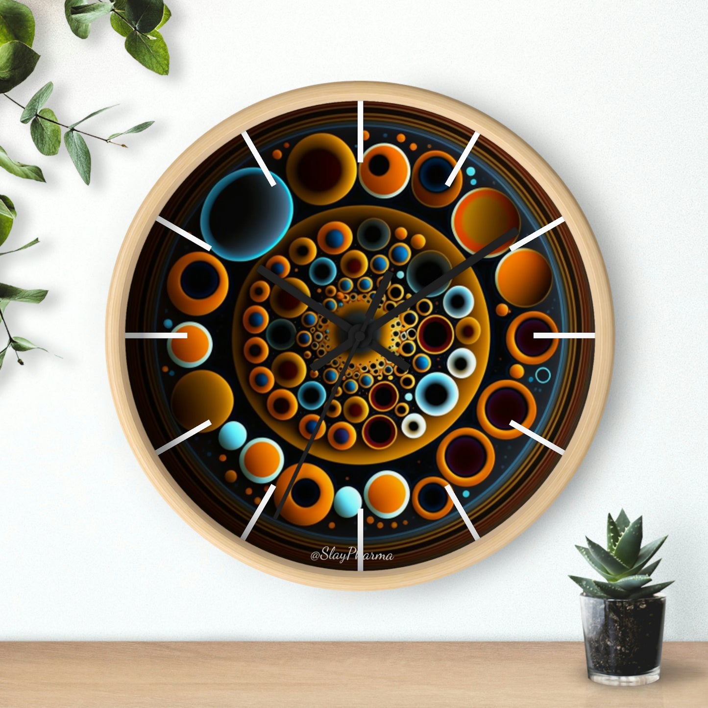 Geometric Wall Clock #9 w/ lines