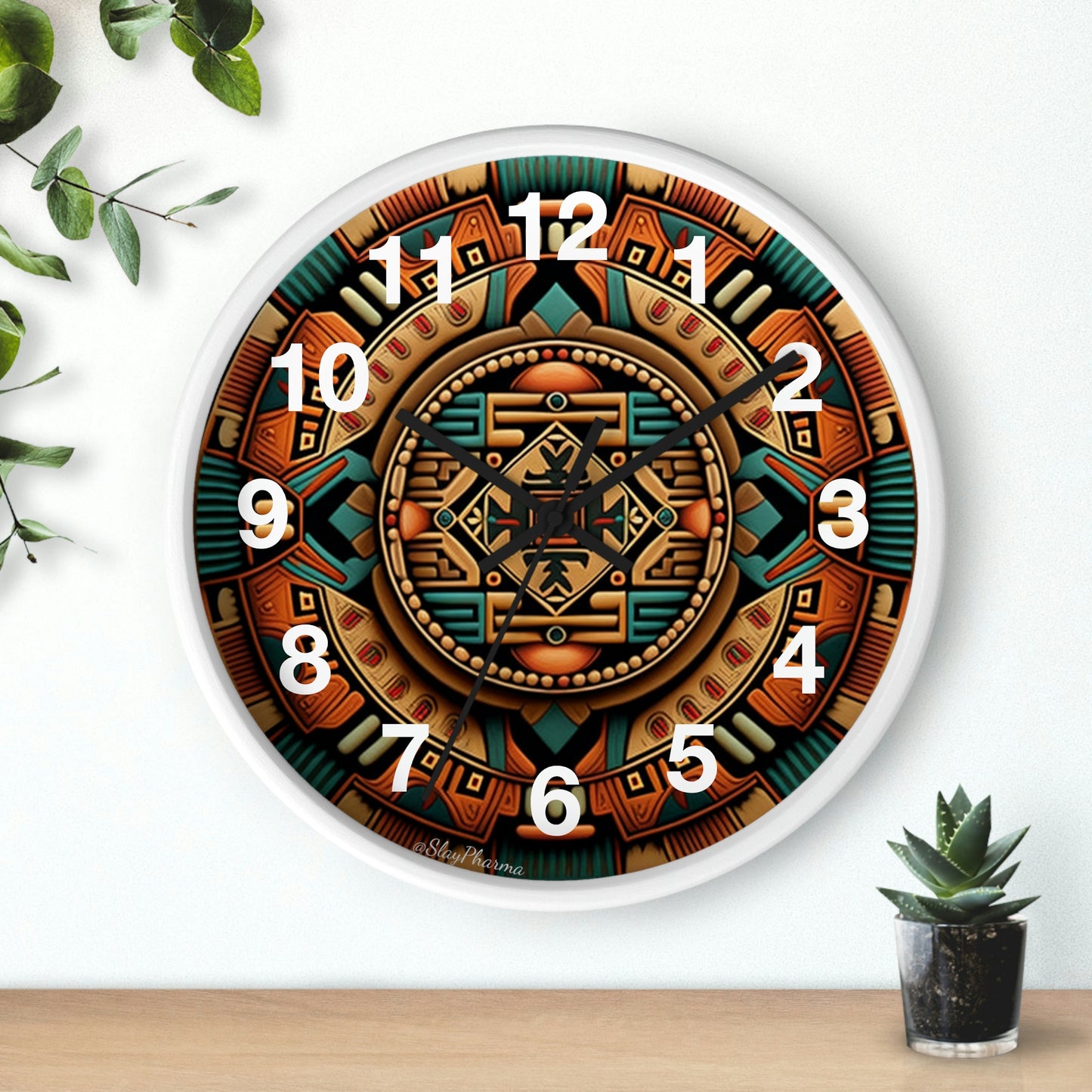 Native American pattern Wall Clock #2 w/ numbers