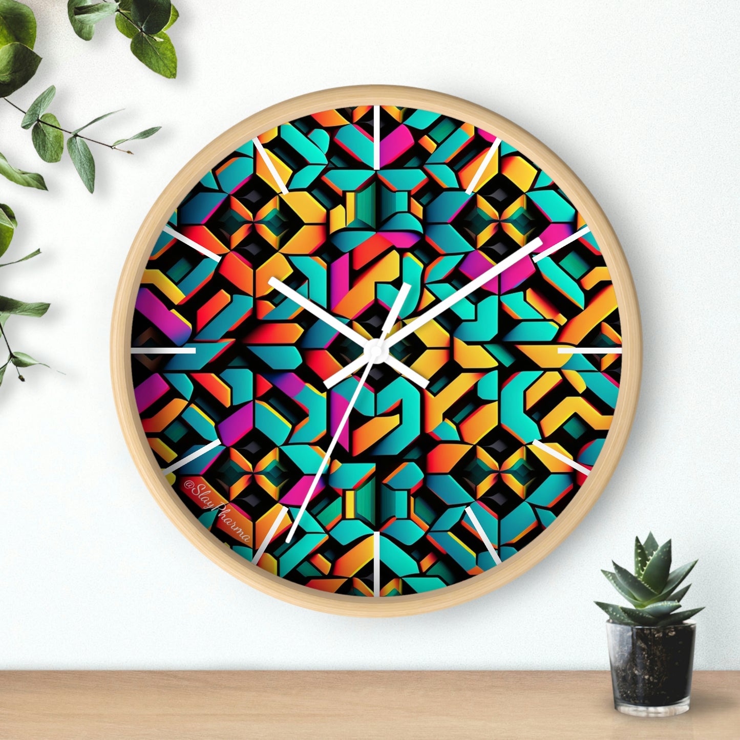 Geometric Wall Clock #2 w/ lines