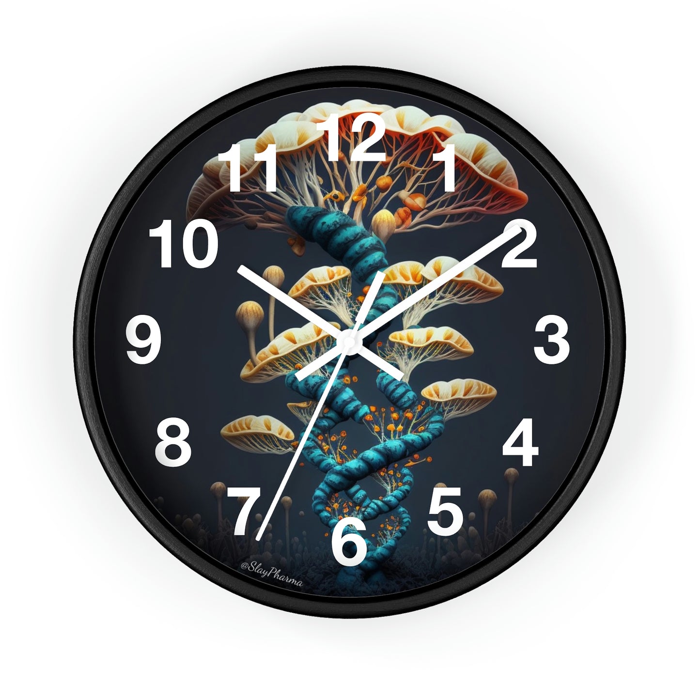 Infinite Mushroom DNA Wall Clock w/ numbers