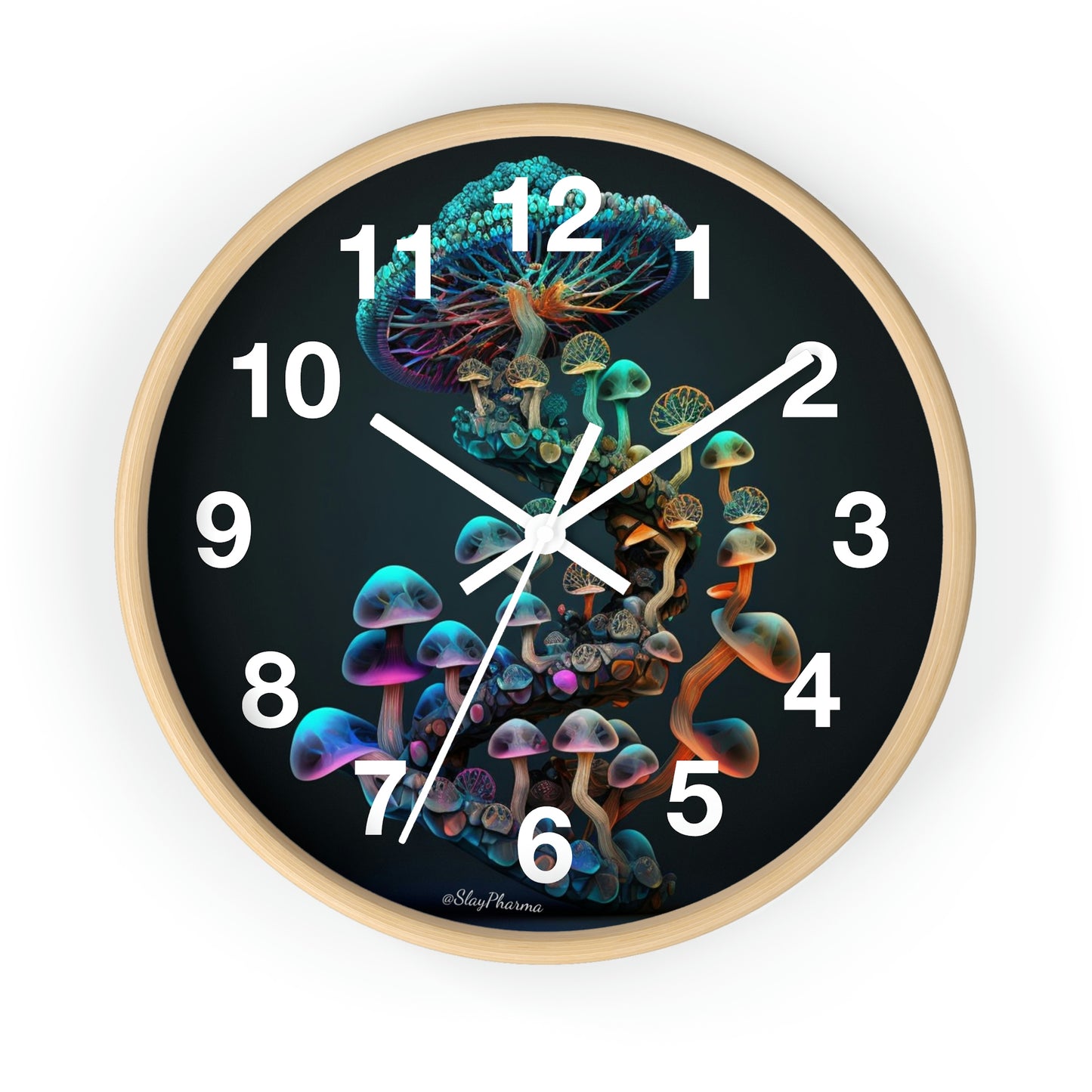 Infinite Mushroom DNA Wall Clock #3 w/ numbers