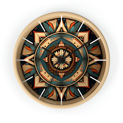 Native American pattern Wall Clock #1w/ lines