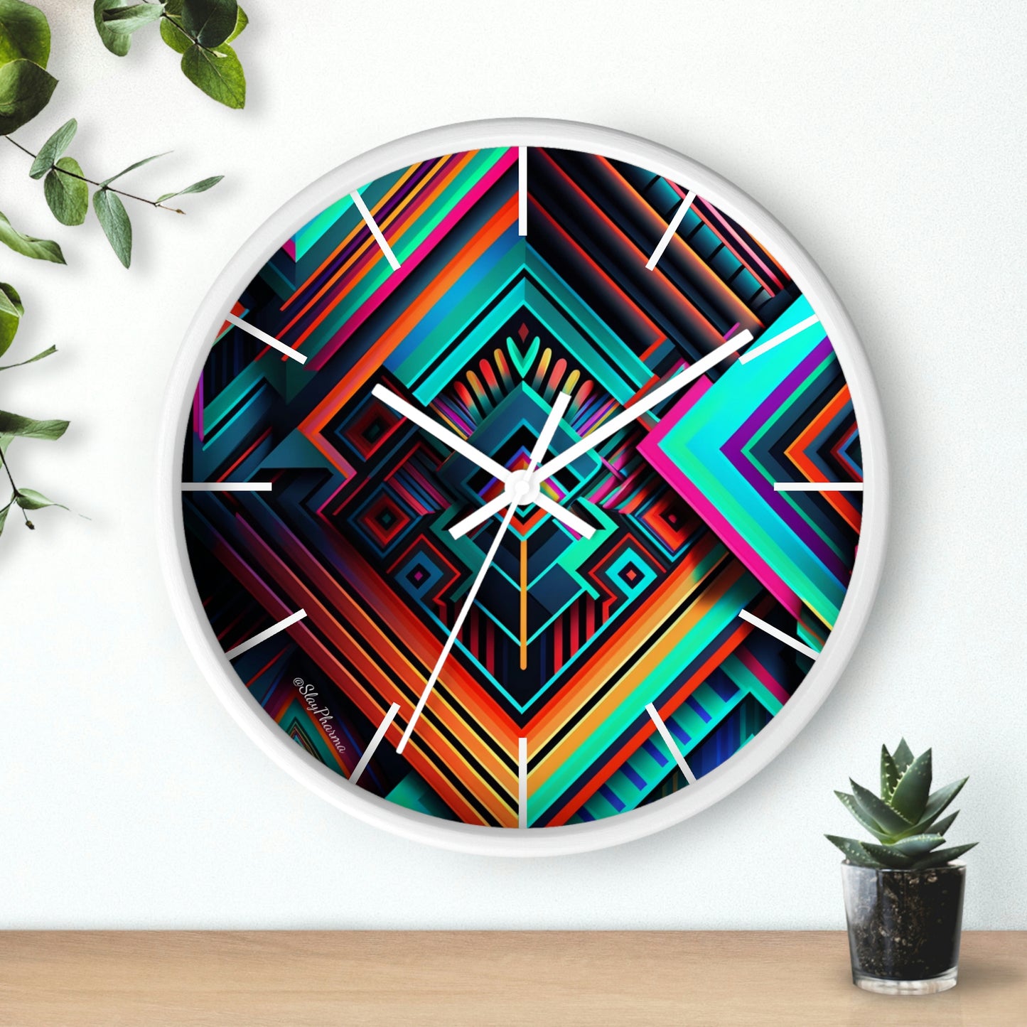 Geometric Wall Clock #1 w/ lines