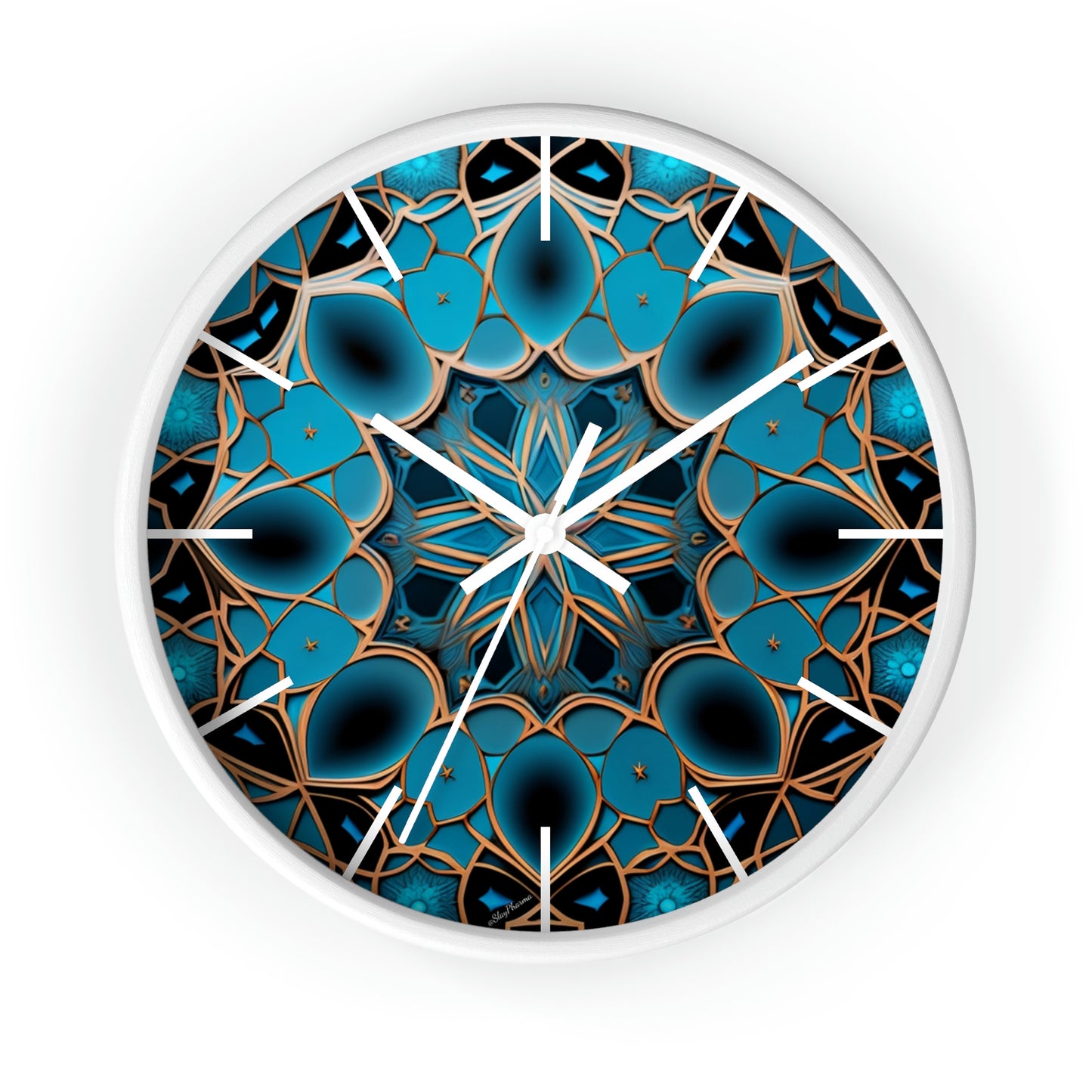 Muqarnas pattern Wall Clock #2 w/ lines