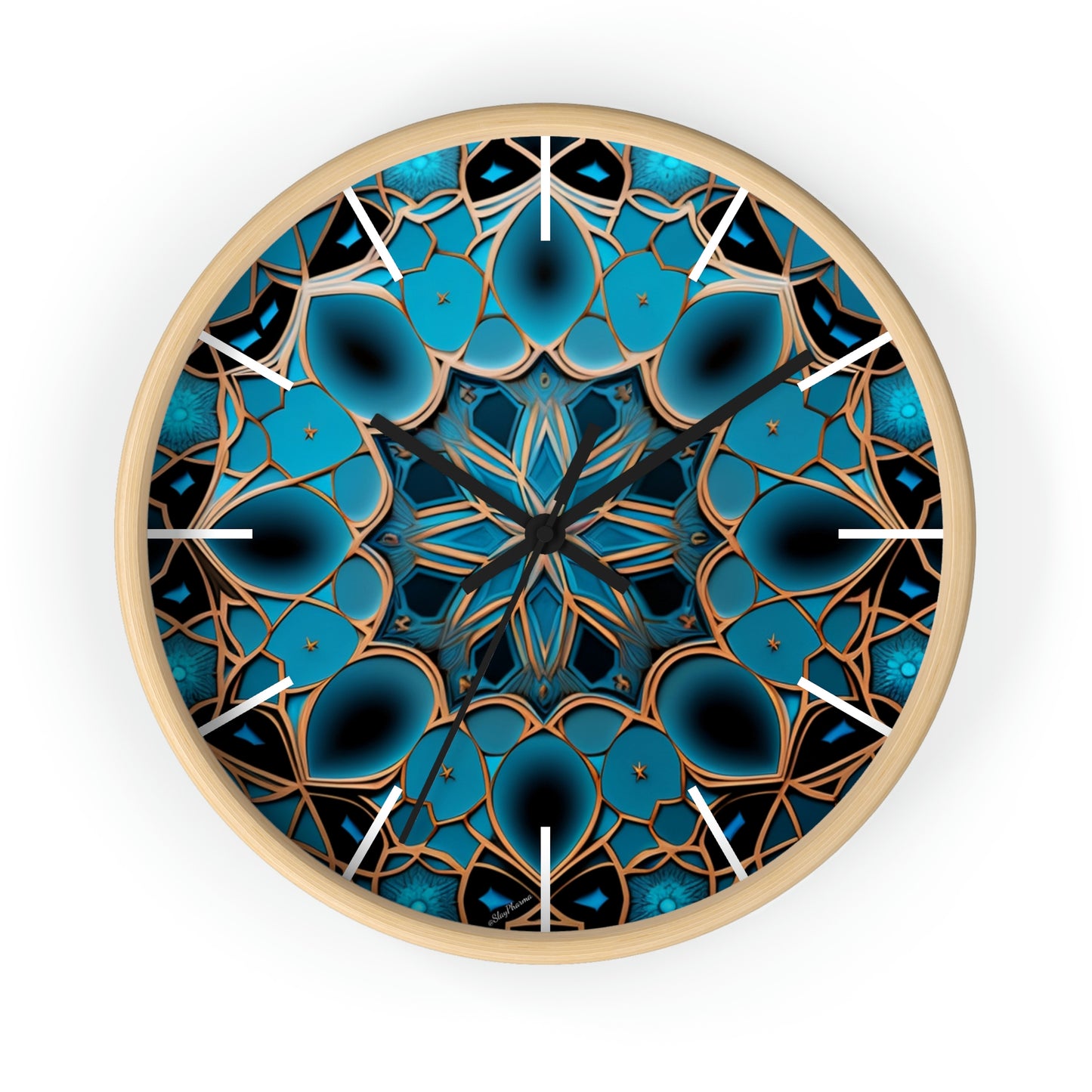 Muqarnas pattern Wall Clock #2 w/ lines