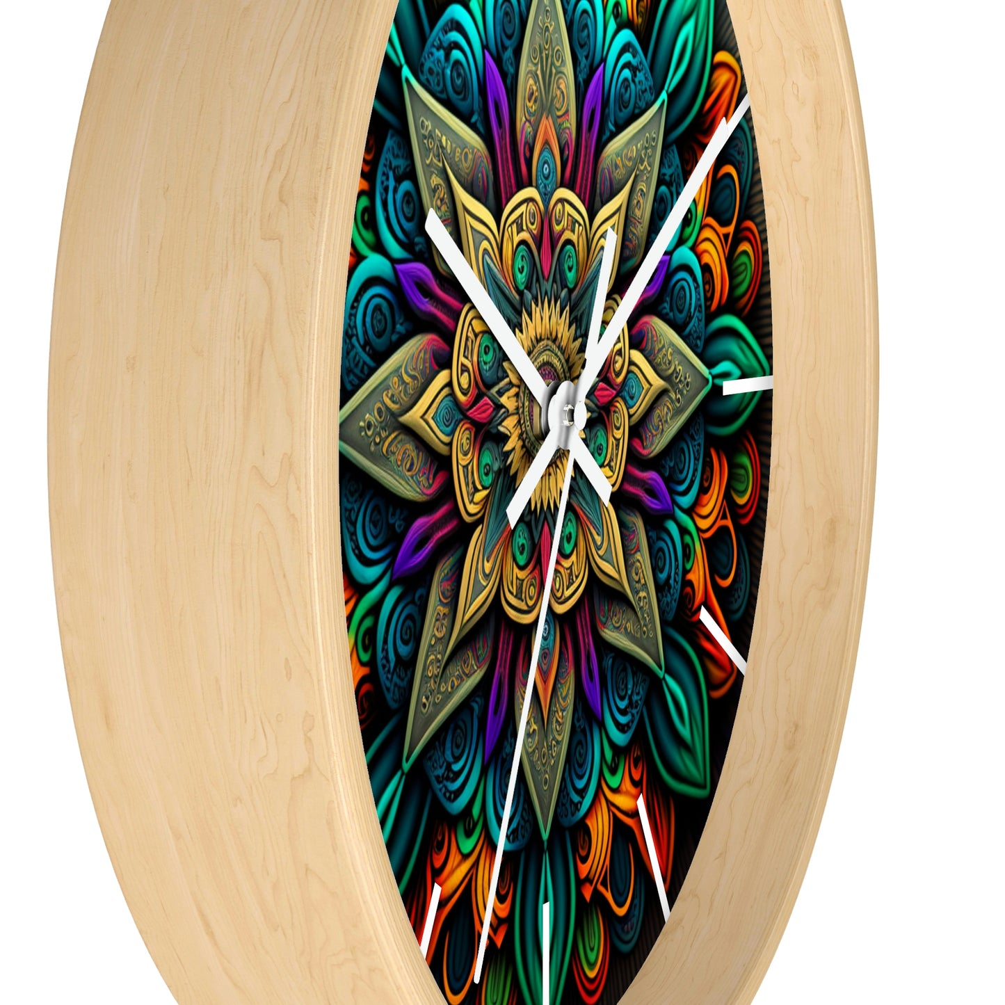 Mandala pattern Wall Clock #2 w/ lines