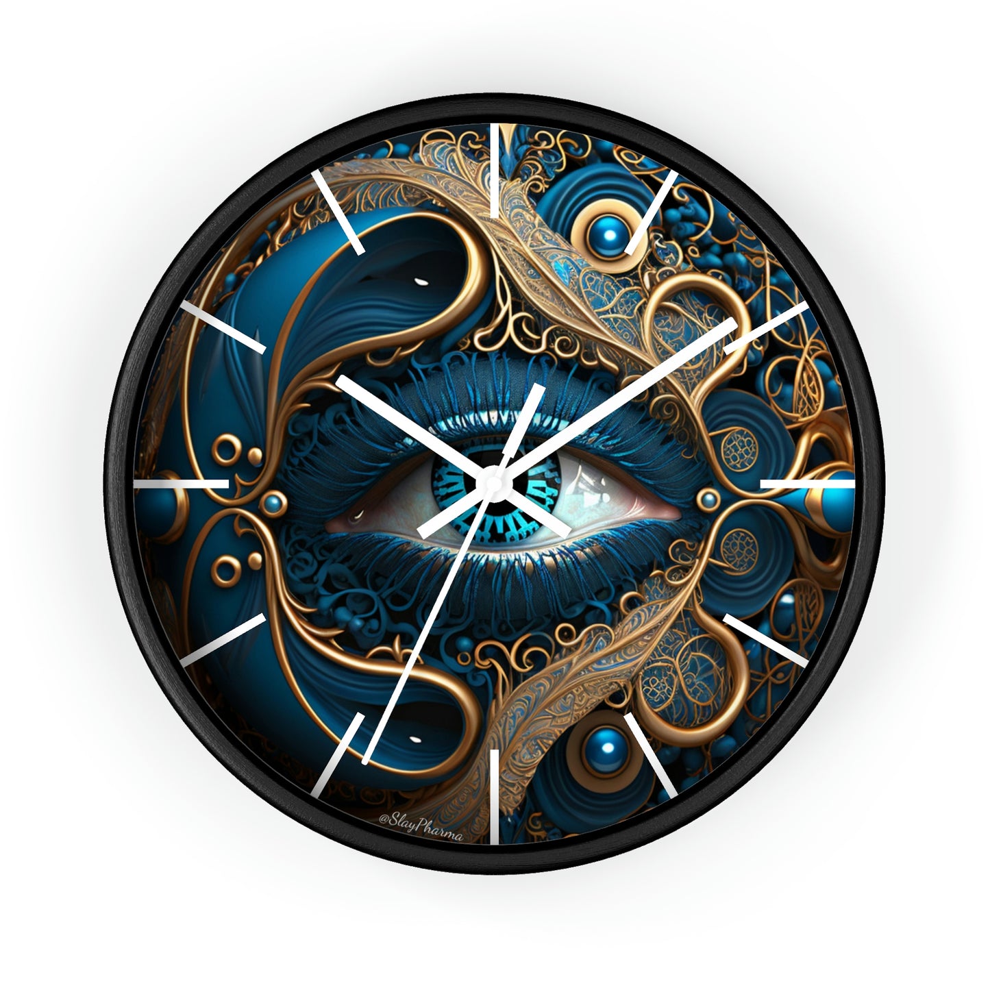 Peacock Dreamer Wall Clock #2 w/ lines