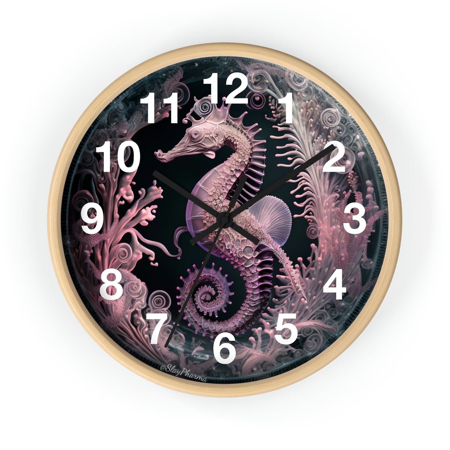 3D Seahorse Wall Clock w/ numbers