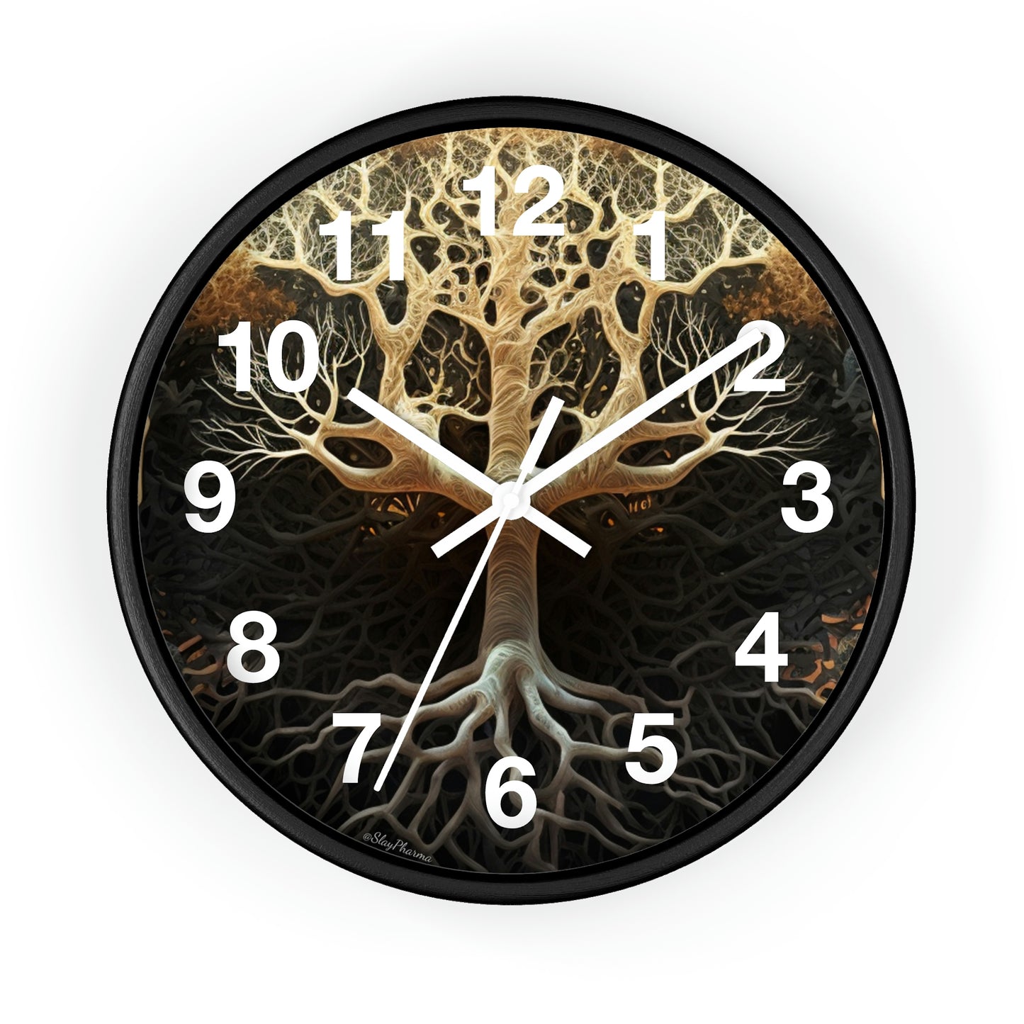 Mycelium Tree Roots Wall Clock w/ numbers