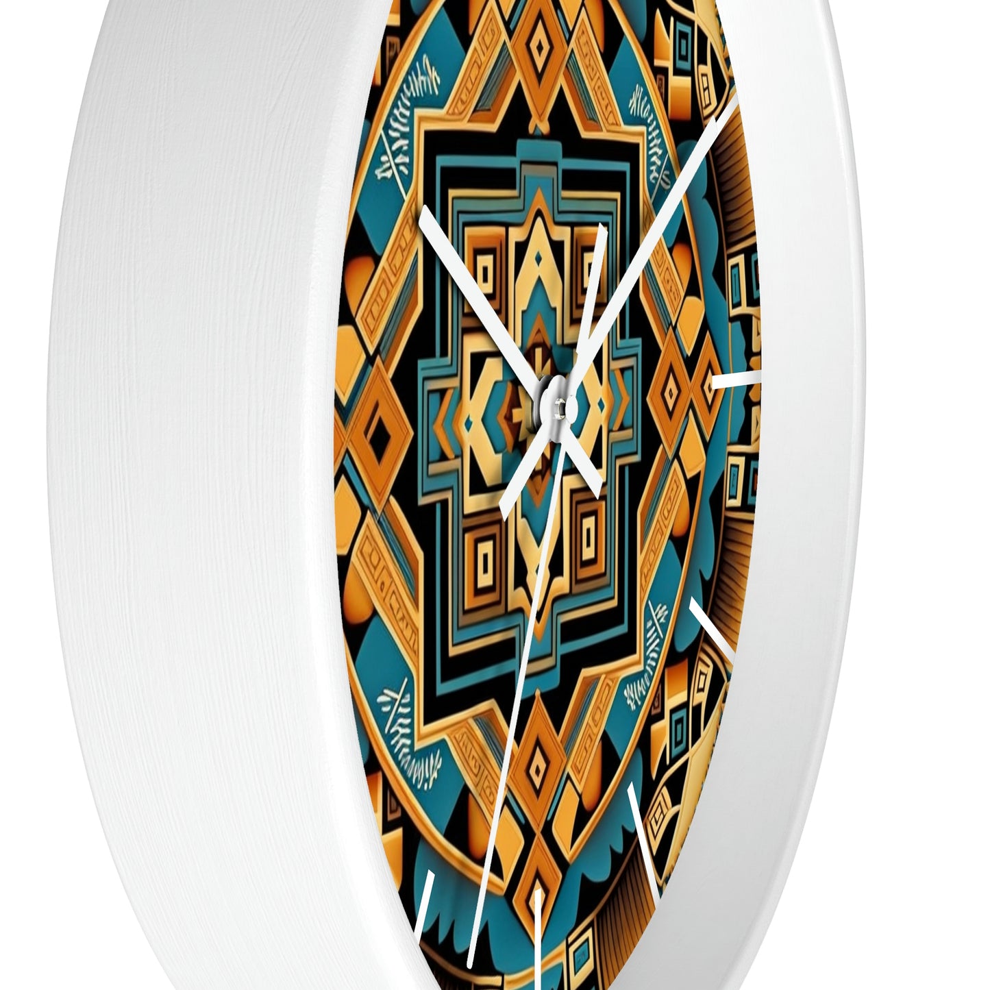 Native American pattern Wall Clock #3 w/ lines