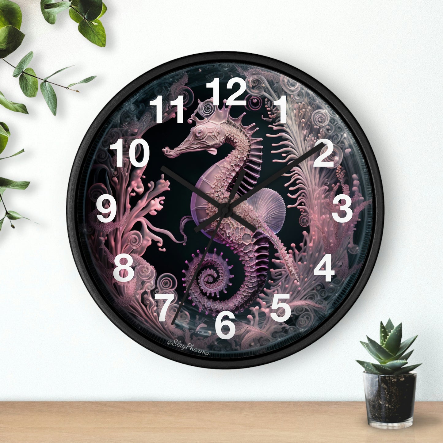 3D Seahorse Wall Clock w/ numbers