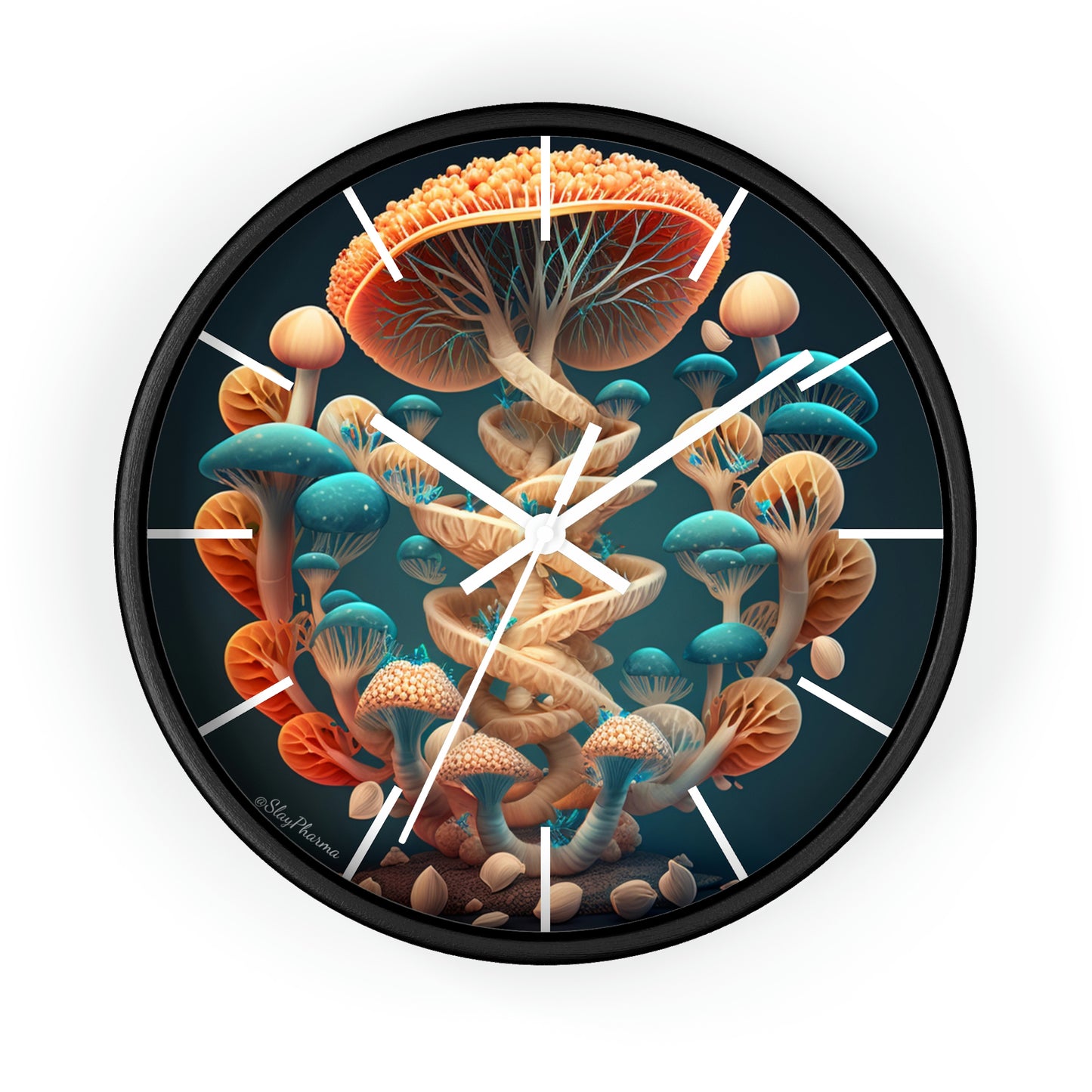 Infinite Mushroom DNA Wall Clock #2 w/ lines