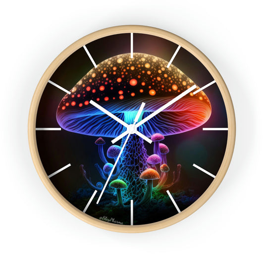 Glowing Mushroom Wall Clock w/ lines