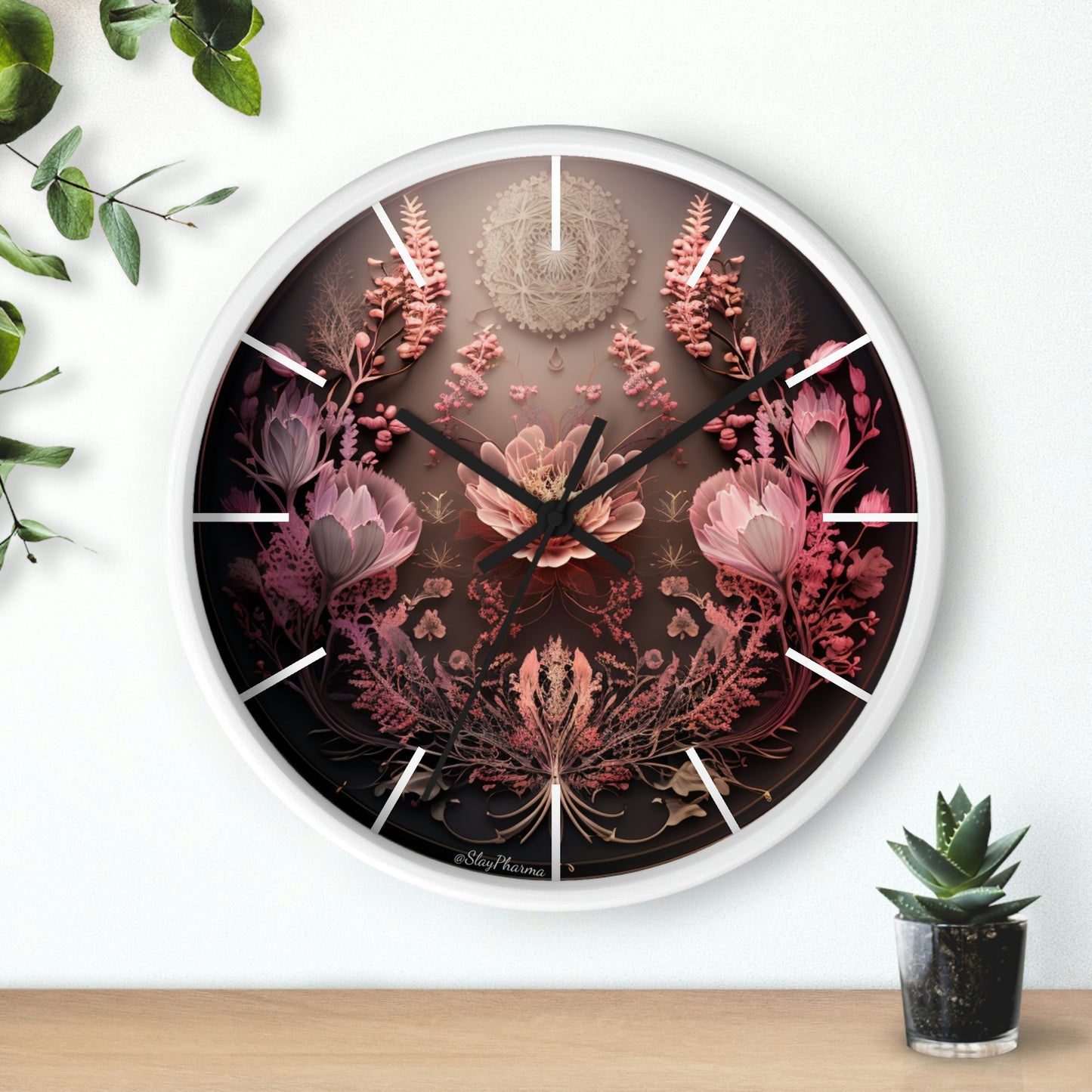 3D Flowers Wall Clock w/ lines