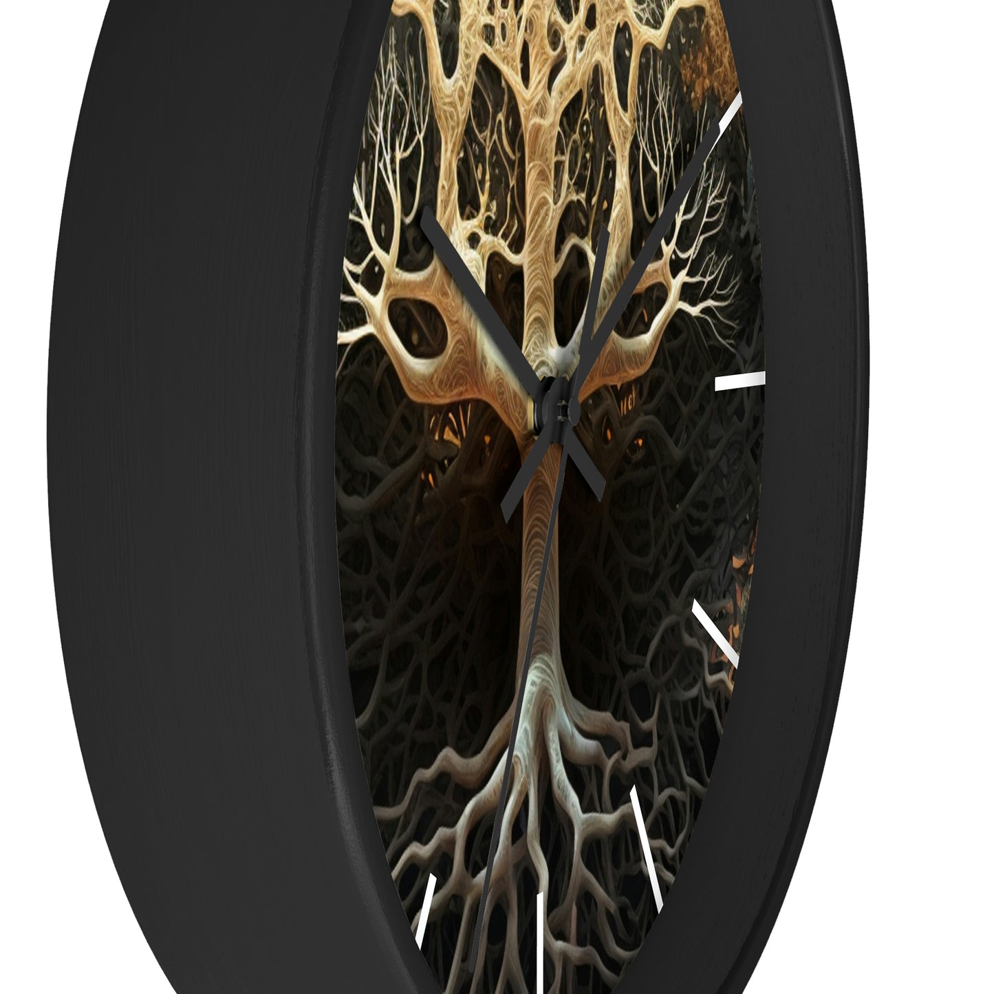 Mycelium Tree Roots Wall Clock w/ lines