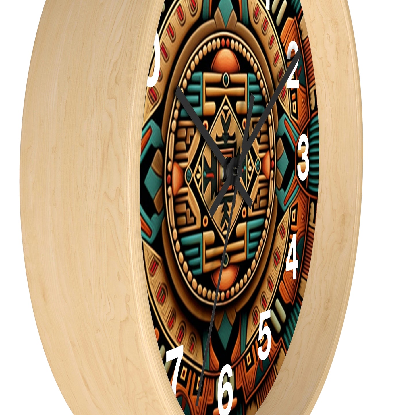 Native American pattern Wall Clock #2 w/ numbers