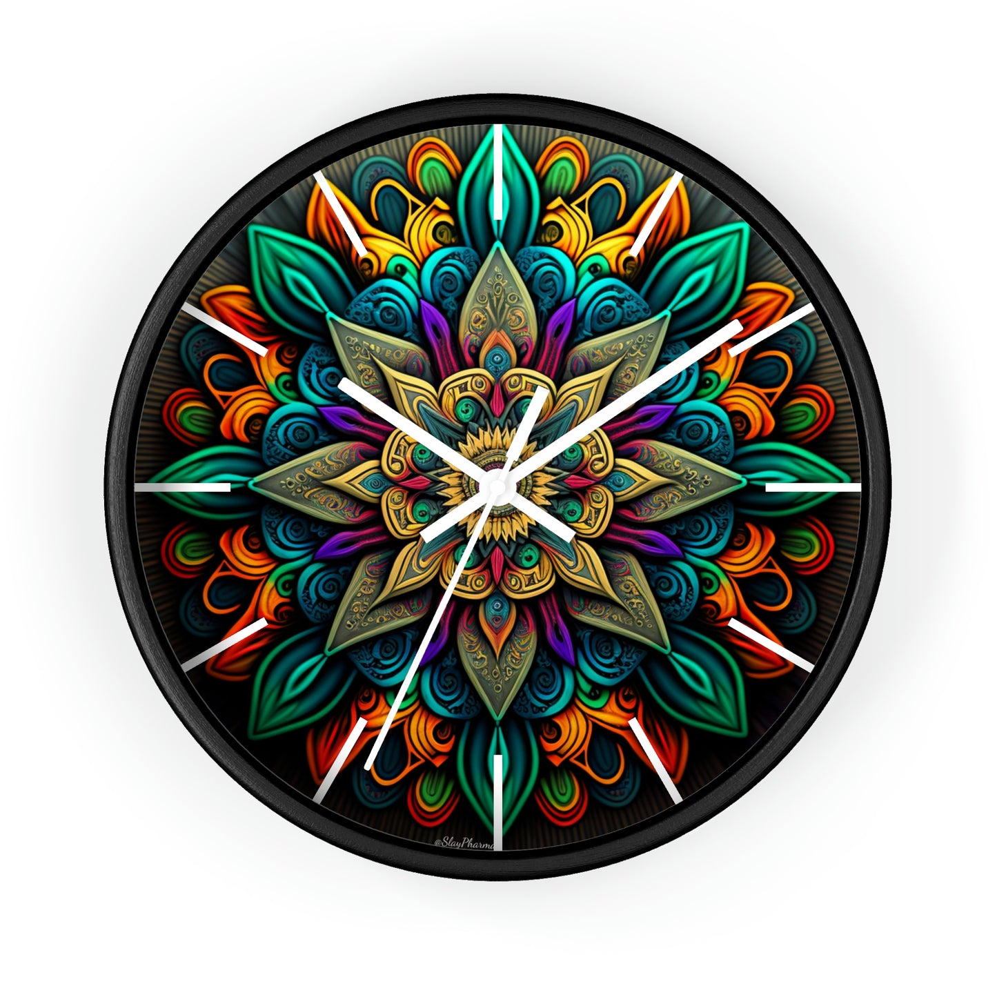 Mandala pattern Wall Clock #2 w/ lines