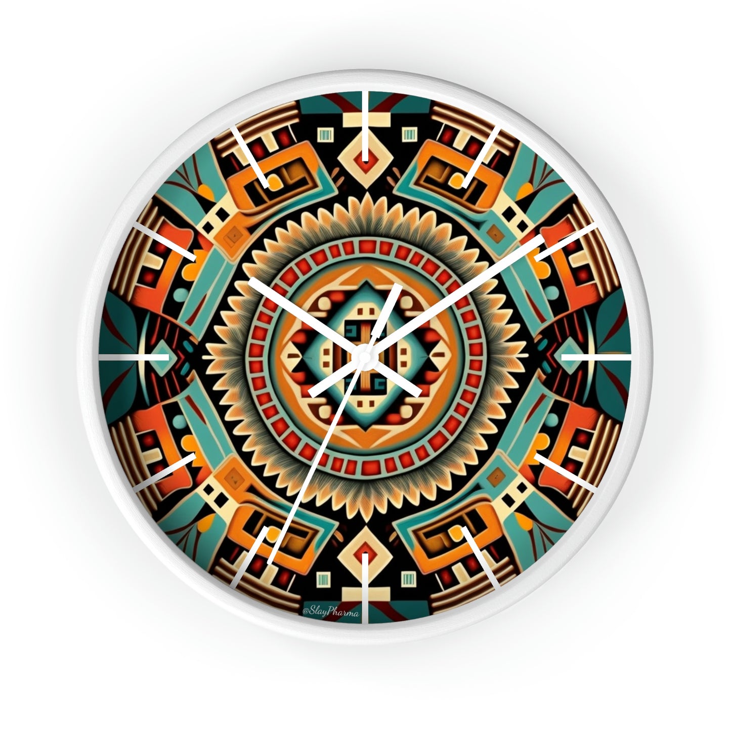 Native American pattern Wall Clock #4 w/ lines