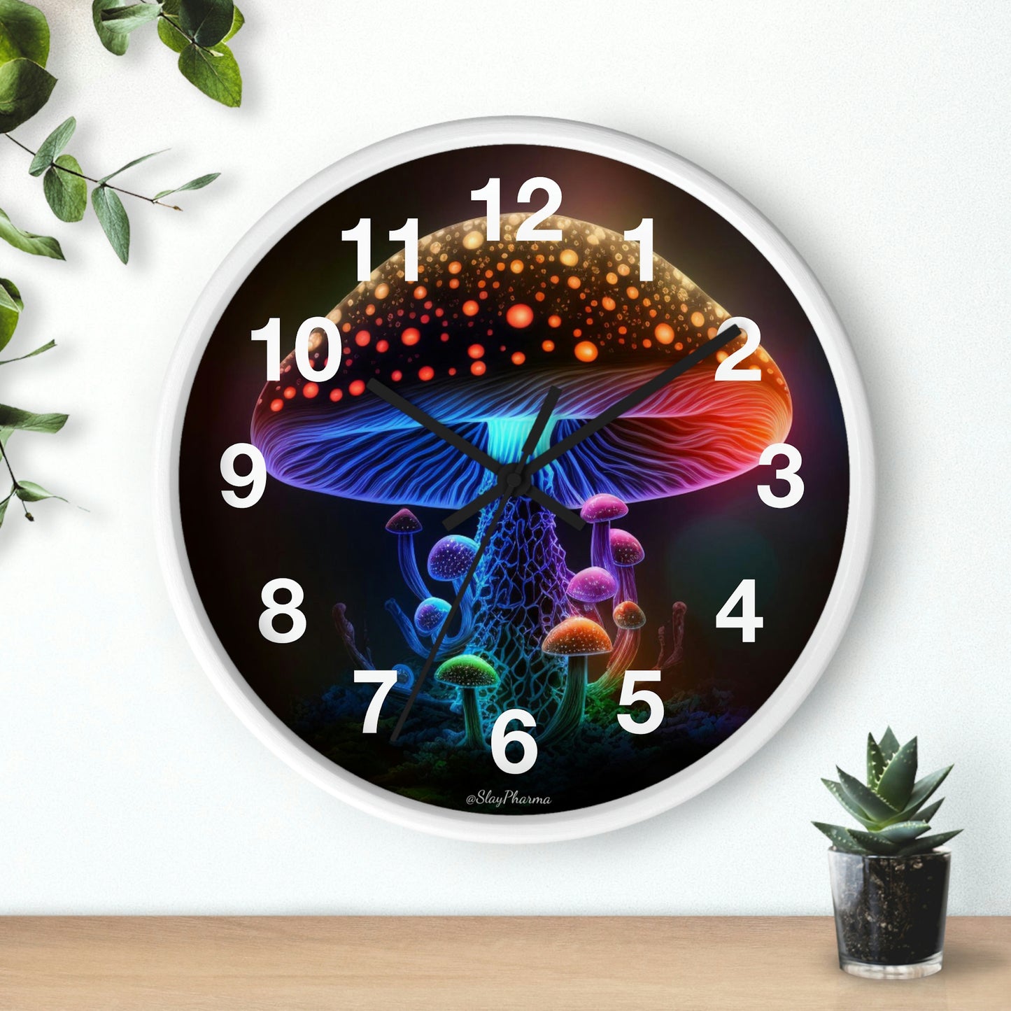 Glowing Mushroom Wall Clock w/ numbers