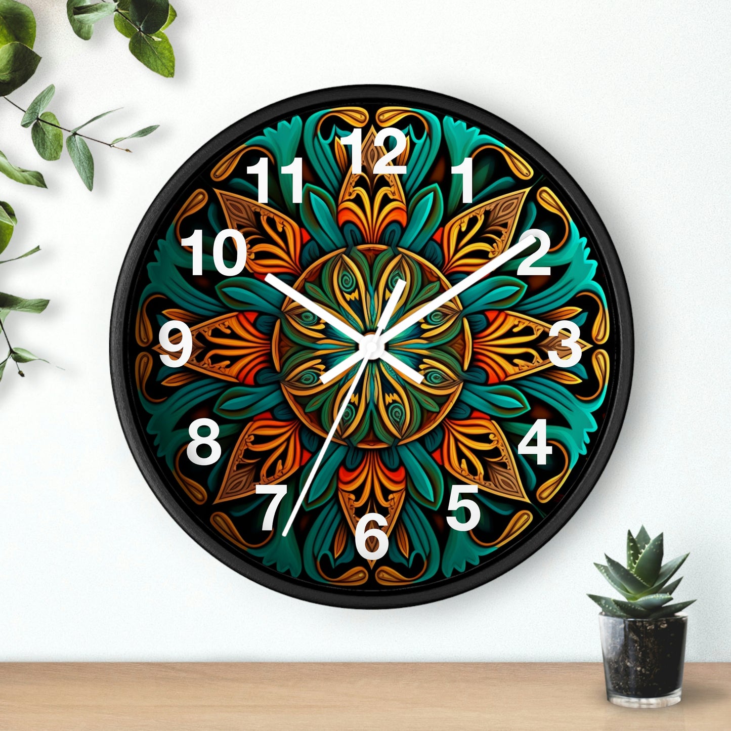 Mandala Wall Clock w/ numbers