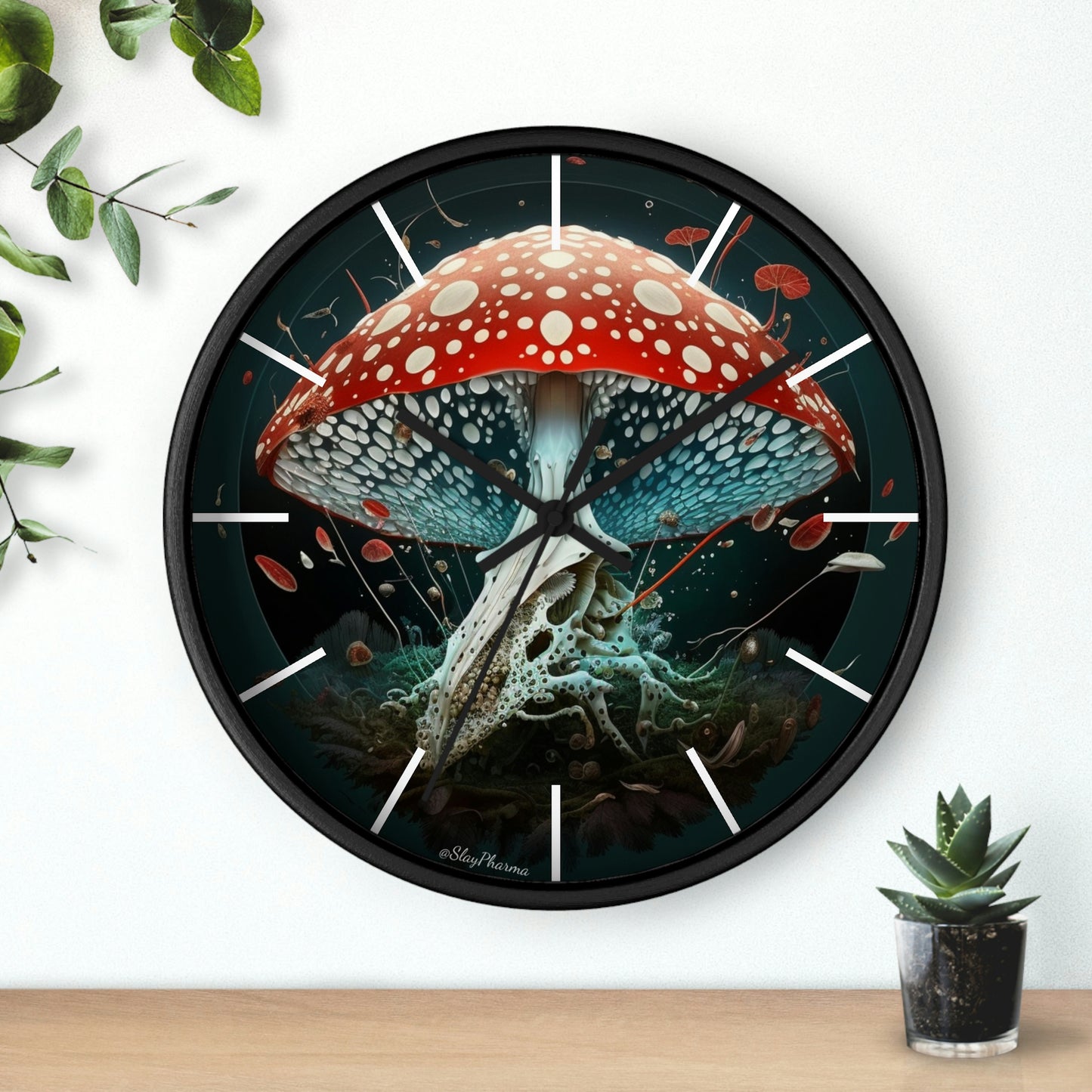 Amanita Dreams Wall Clock #4 w/ lines