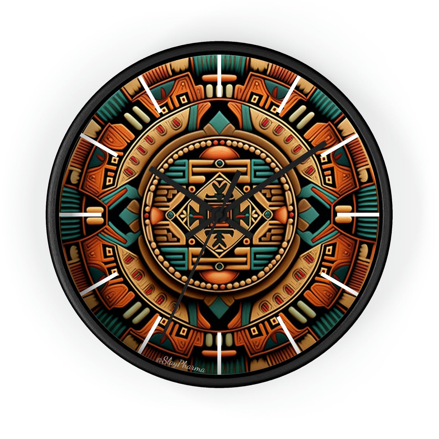 Native American pattern Wall Clock #2 w/ lines