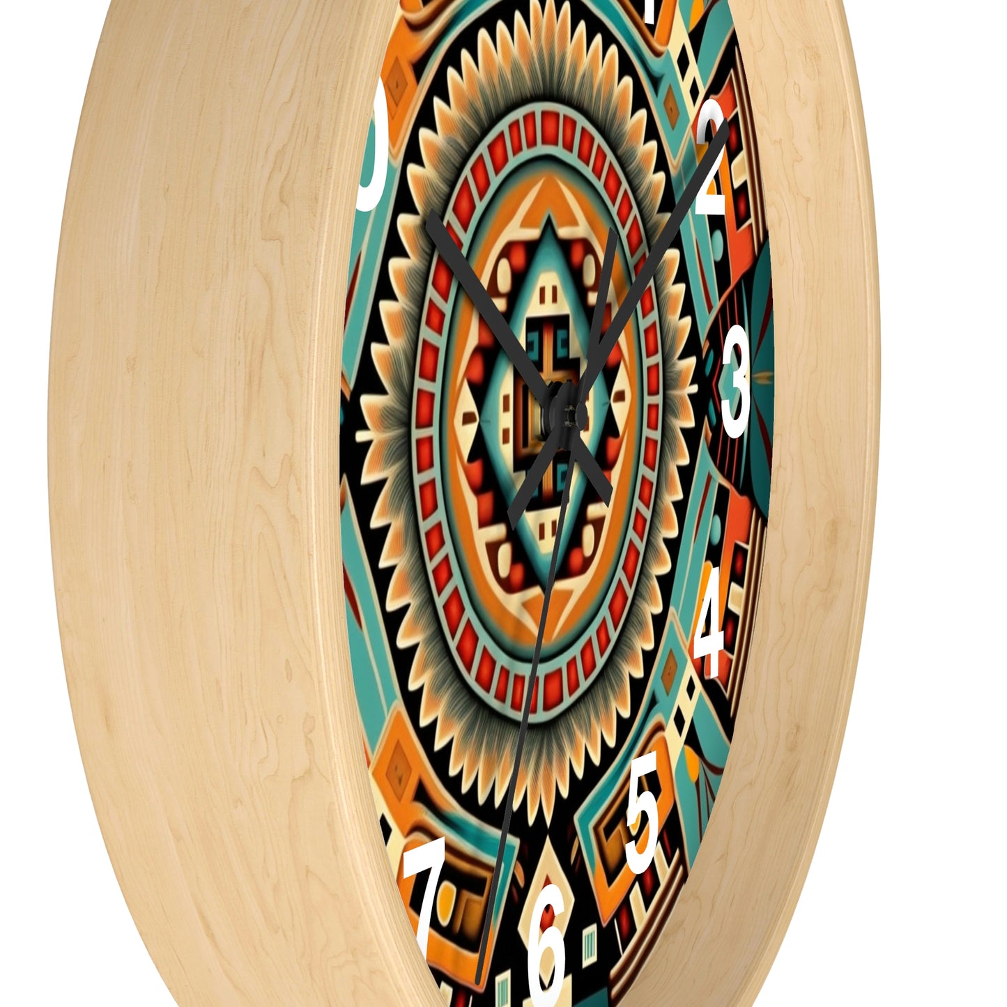 Native American pattern Wall Clock #4 w/ numbers