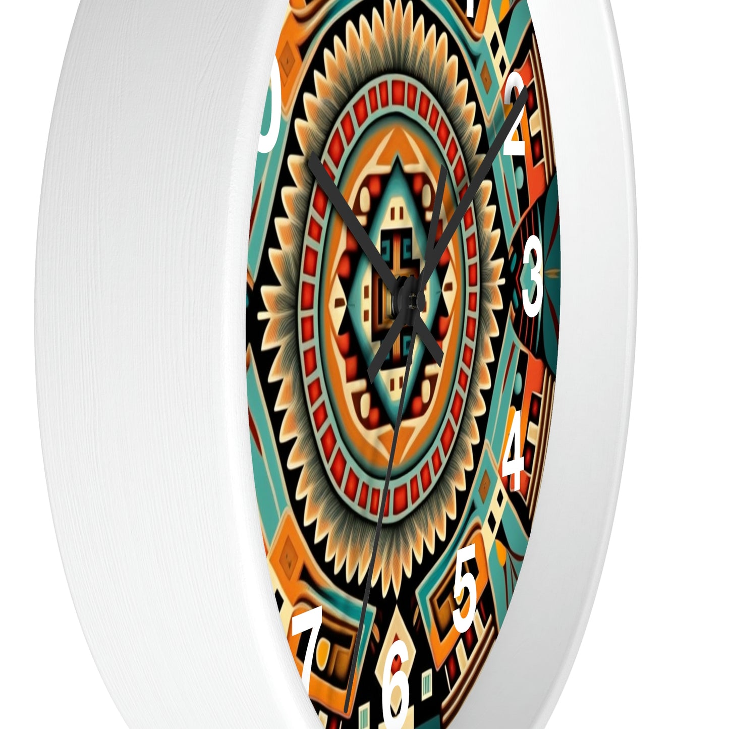 Native American pattern Wall Clock #4 w/ numbers