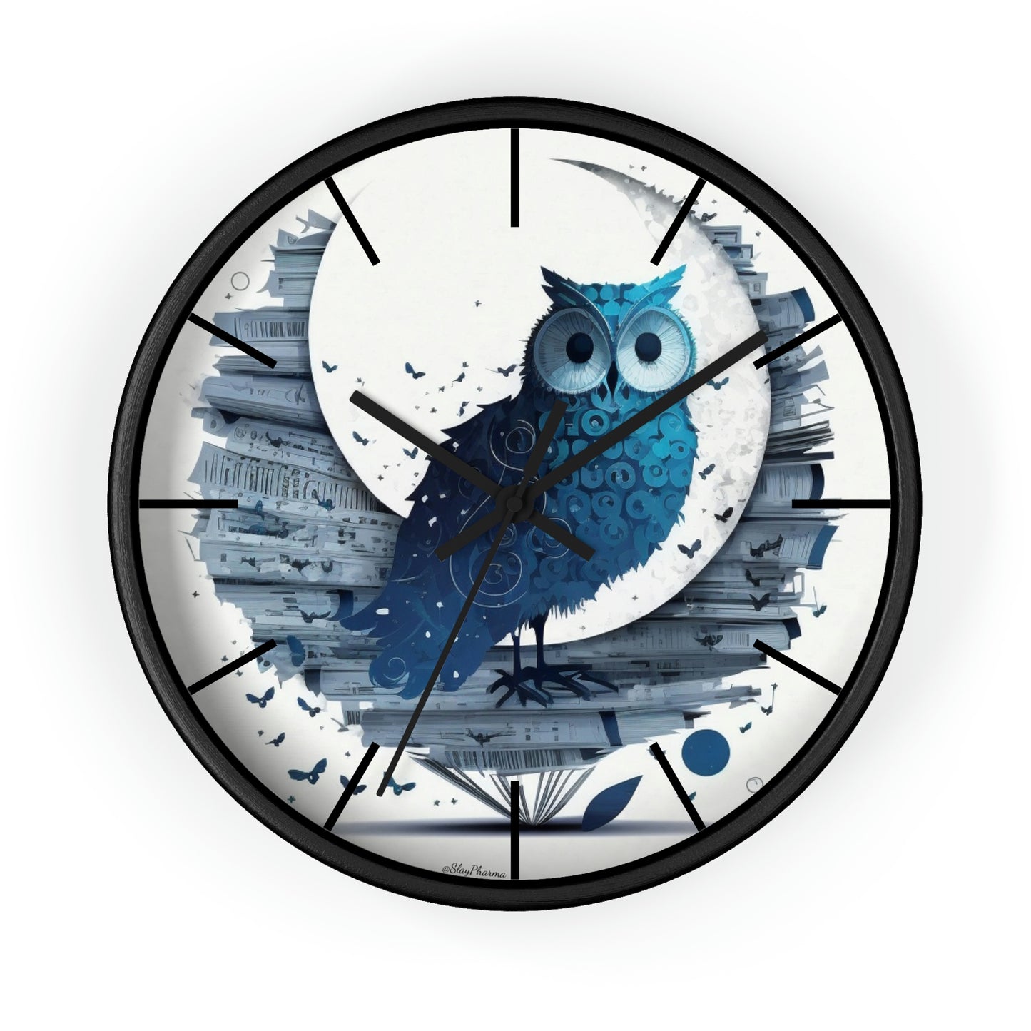 Wise Owl Wall Clock w/ lines