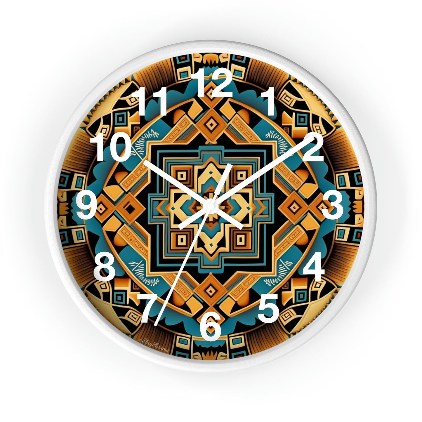 Native American pattern Wall Clock #3 w/ numbers