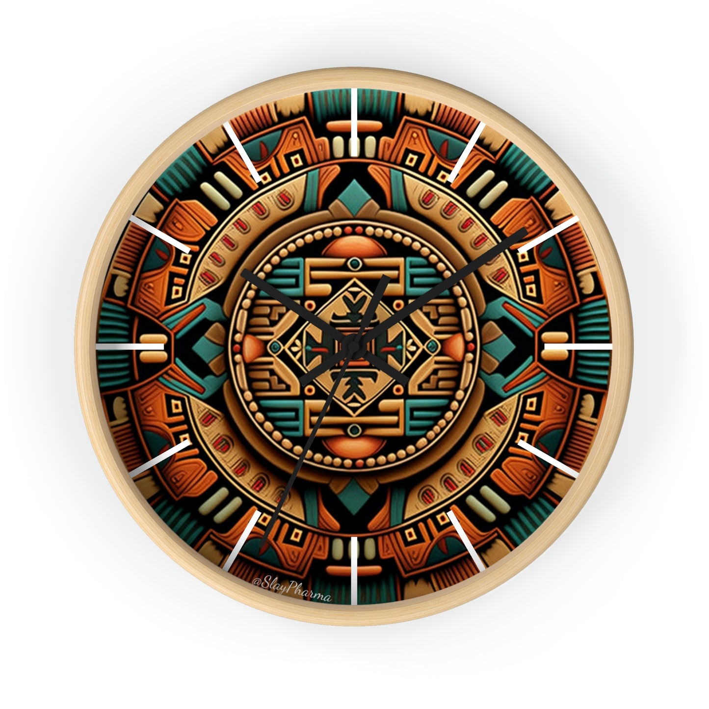 Native American pattern Wall Clock #2 w/ lines