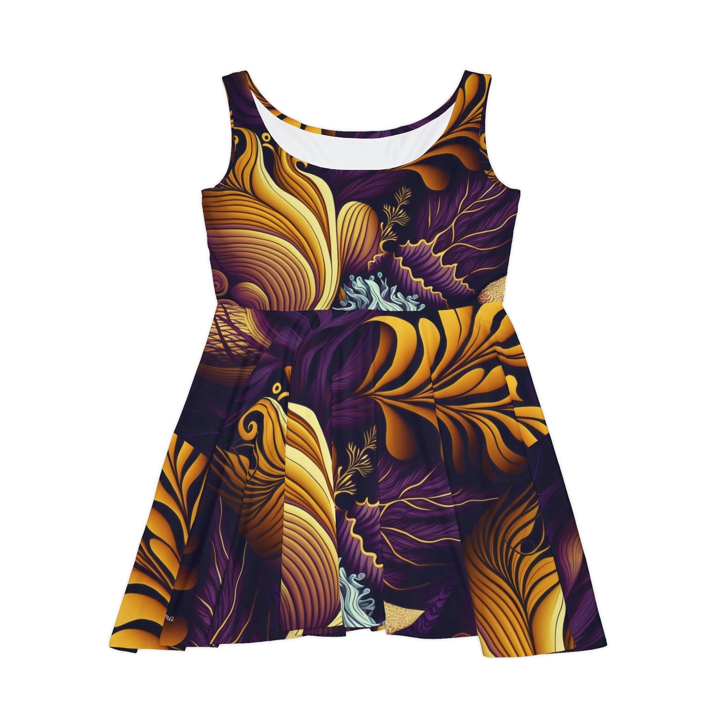 Purple and Gold Nature Pattern Women's Skater Dress