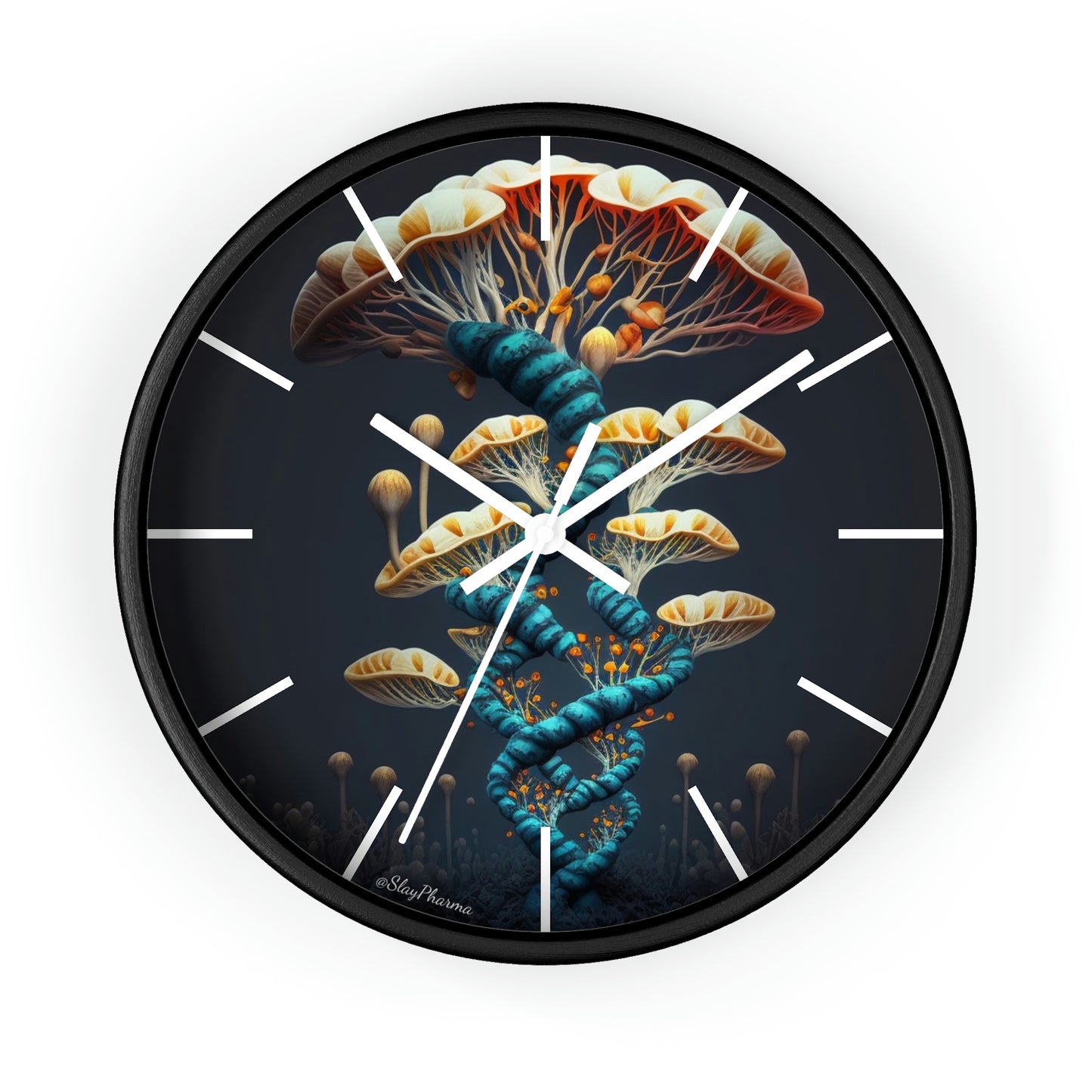 Infinite Mushroom DNA Wall Clock w/ lines