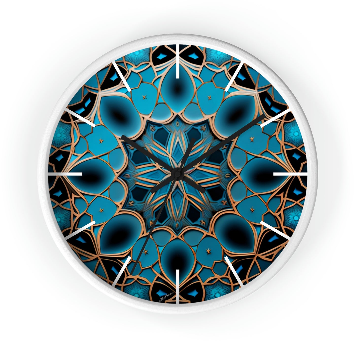 Muqarnas pattern Wall Clock #2 w/ lines