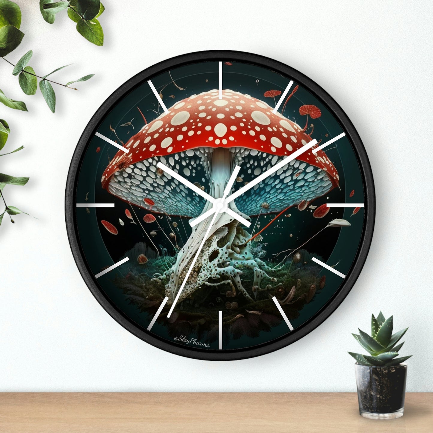 Amanita Dreams Wall Clock #4 w/ lines