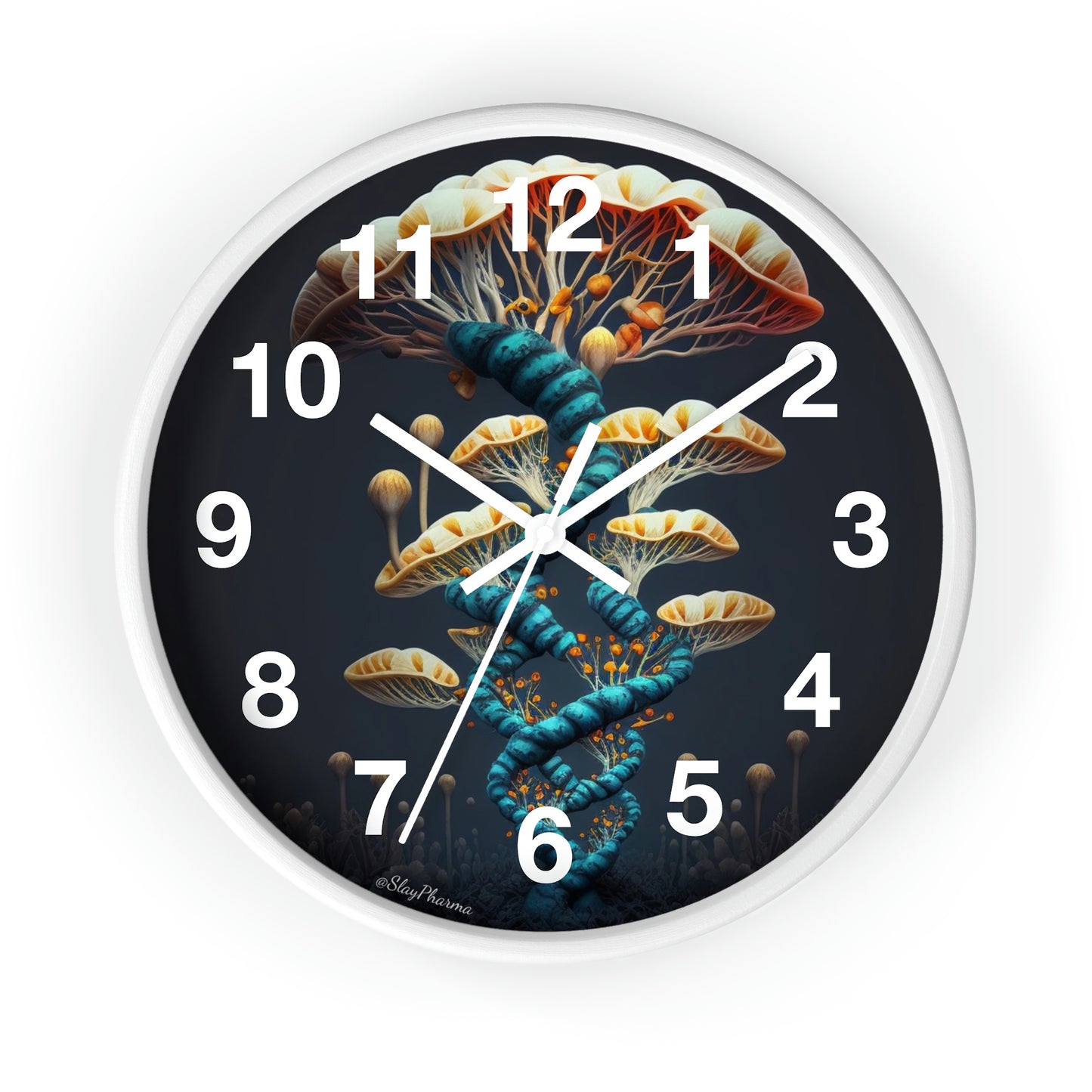 Infinite Mushroom DNA Wall Clock w/ numbers