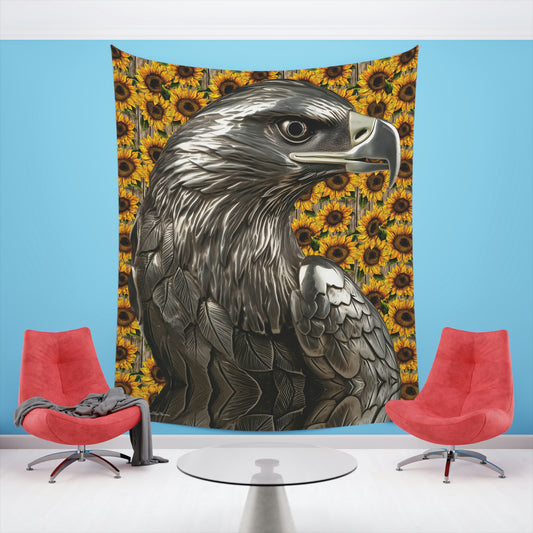 Sunflower Hawk Wall Tapestry