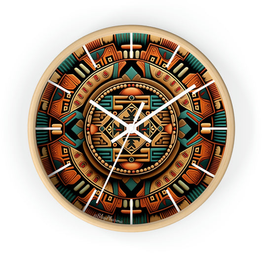 Native American pattern Wall Clock #2 w/ lines
