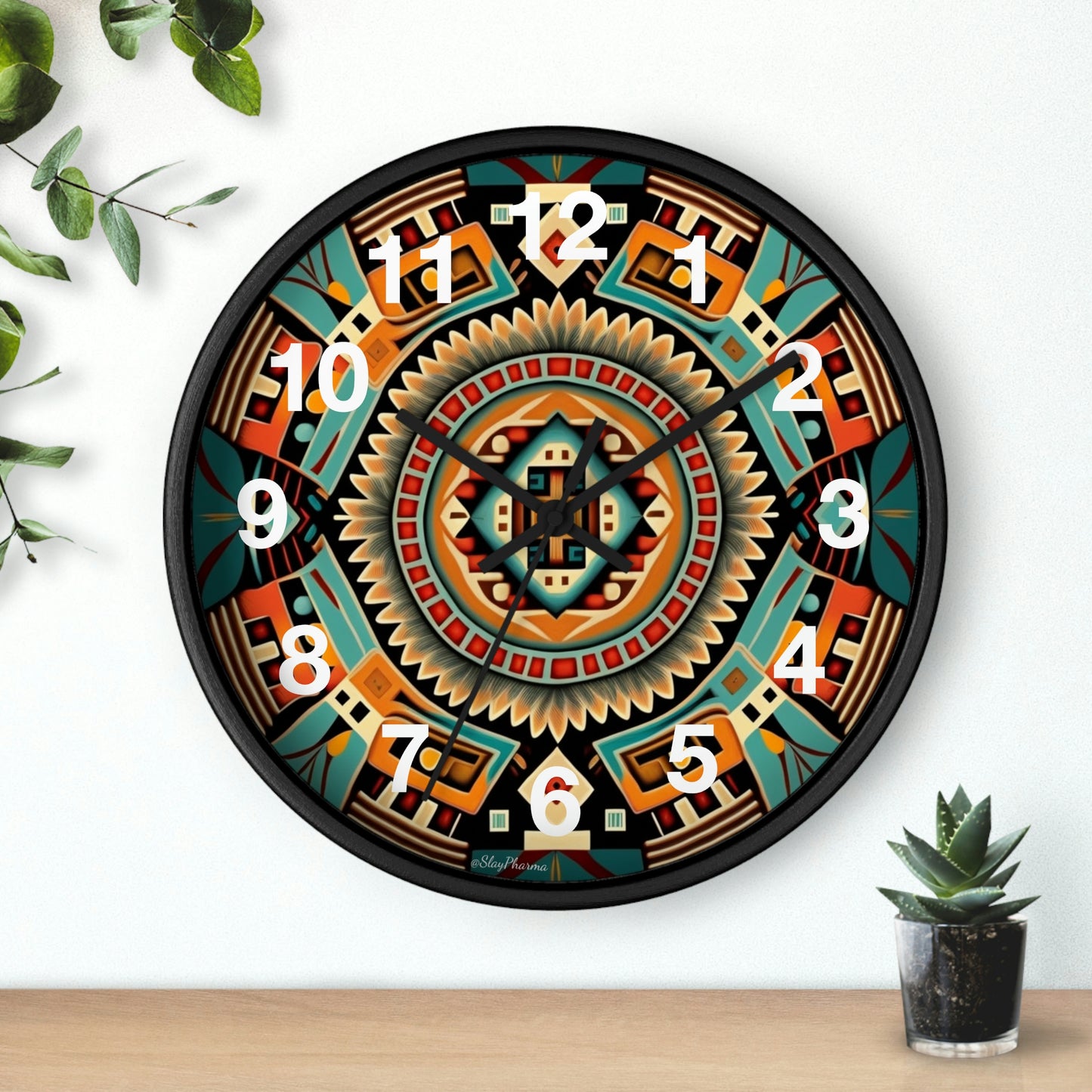 Native American pattern Wall Clock #4 w/ numbers