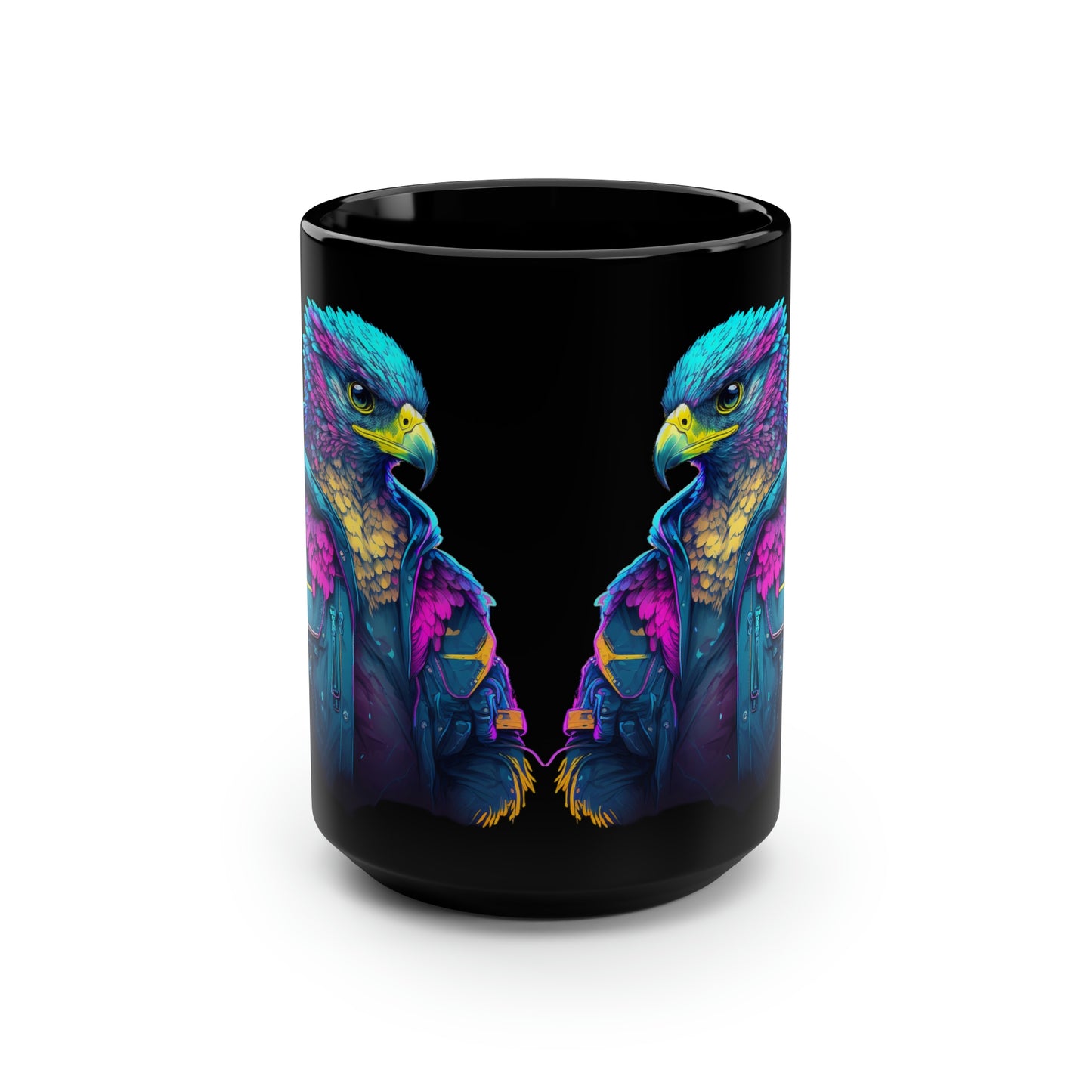 "Falcon Actual" Blue Falcon Black Mug, 15oz