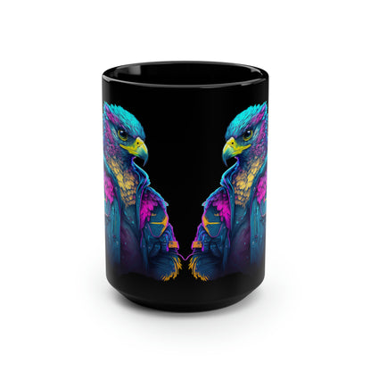"Falcon Actual" Blue Falcon Black Mug, 15oz