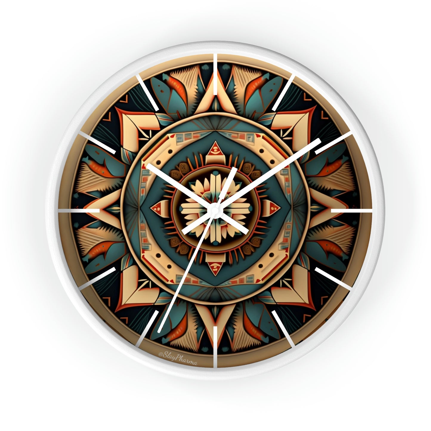 Native American pattern Wall Clock #1w/ lines