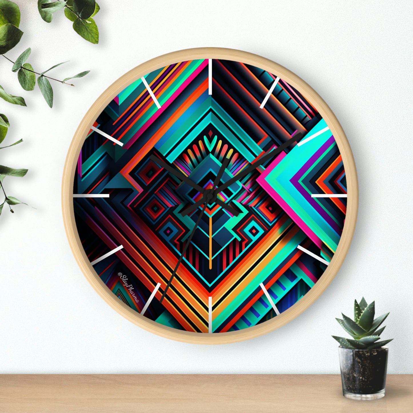 Geometric Wall Clock #1 w/ lines