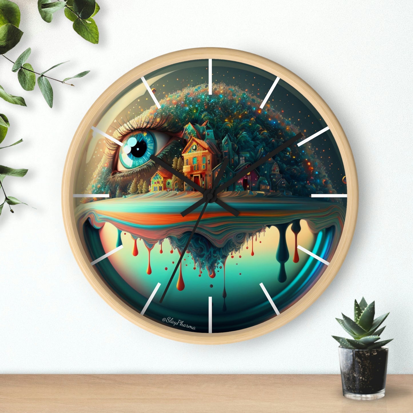 Other Worlds Wall Clock #2 w/ lines