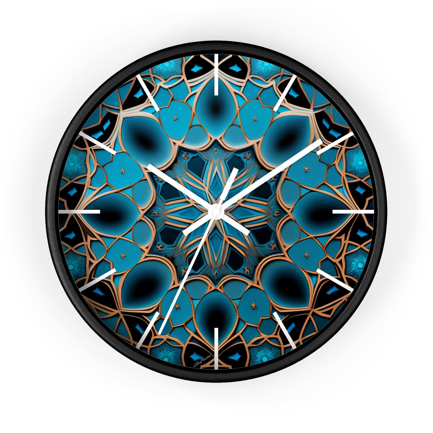 Muqarnas pattern Wall Clock #2 w/ lines